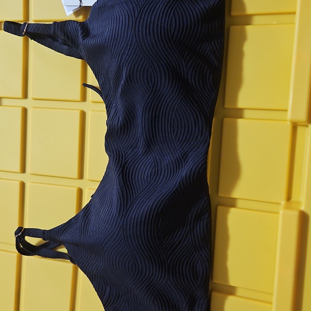 CALIA BLACK WAVES Tie Back Low Support Swim Top: NEW WITH TAGS: SIZE XL